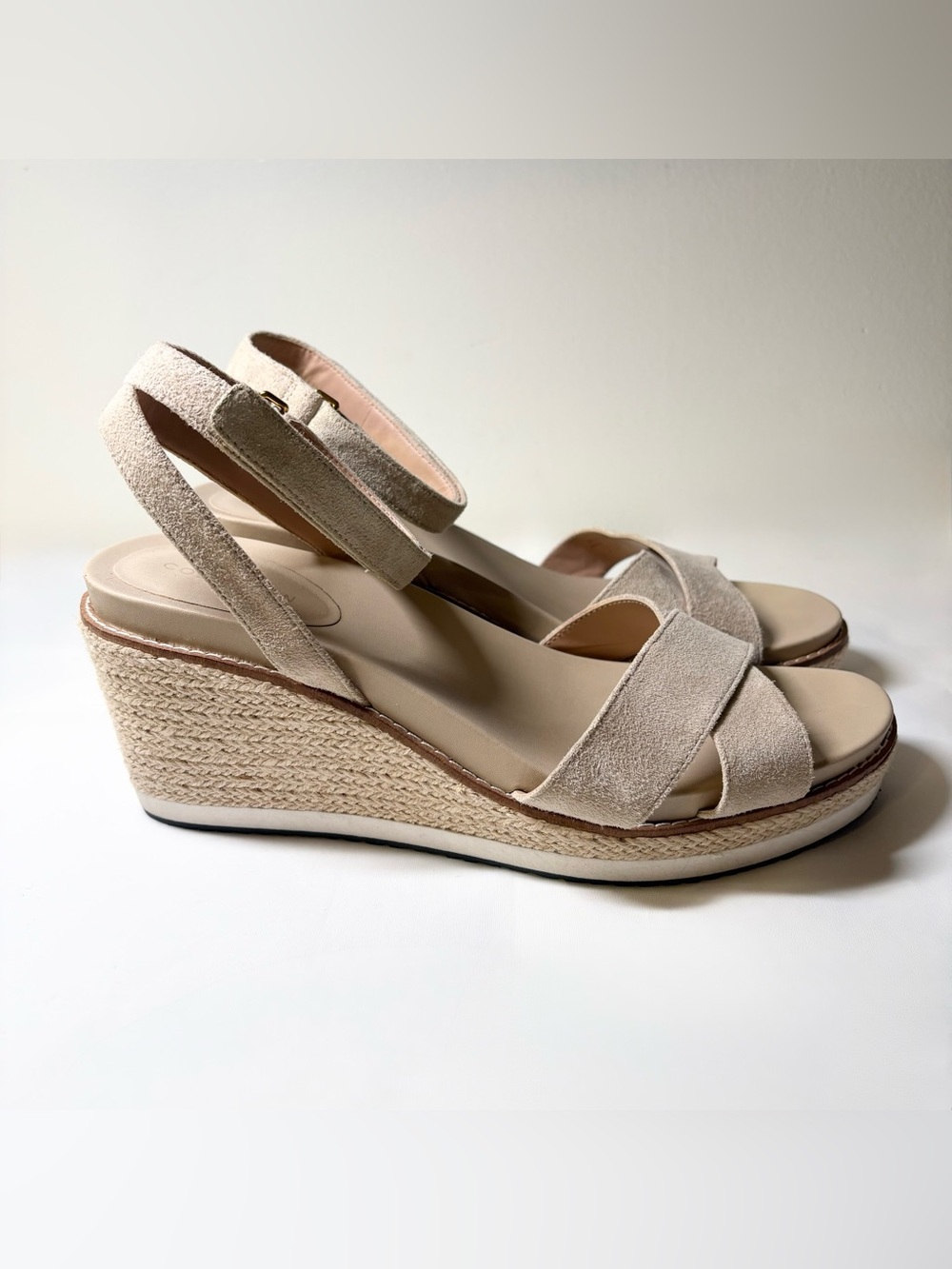 Cole Haan Women's Cloudfeel Tan Cream Espadrille Wedge Sandal NWOT Women’s 10.5